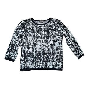 Vince Camuto Monochrome Abstract Crew Neck Sweater